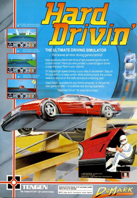 Hard Drivin' video game poster ad