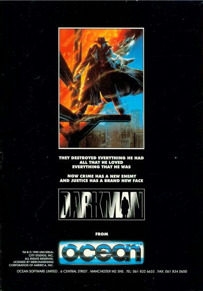 Advertisement poster for the Darkman video game