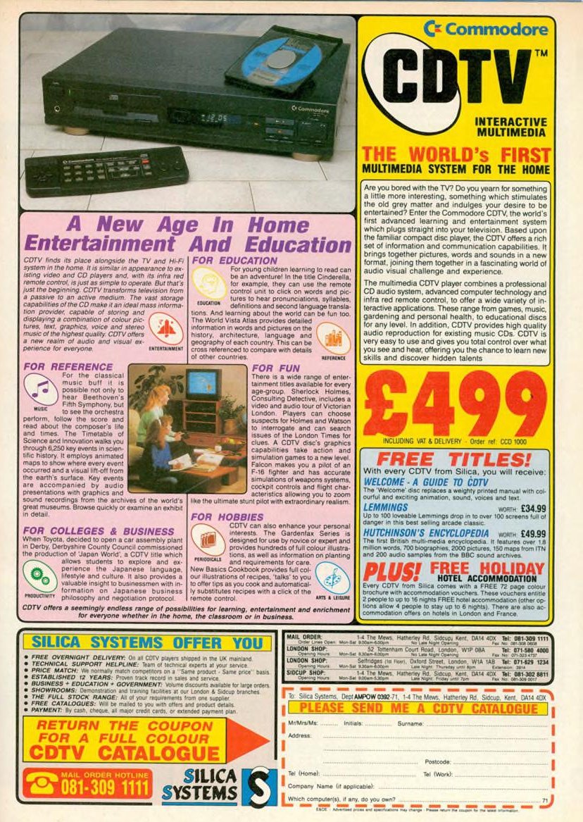 Vintage advert for the Commodore CDTV system