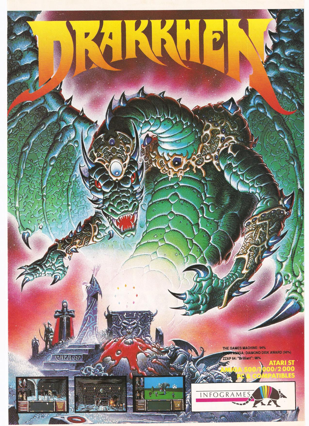 Advertising poster for Drakkhen computer game 1990