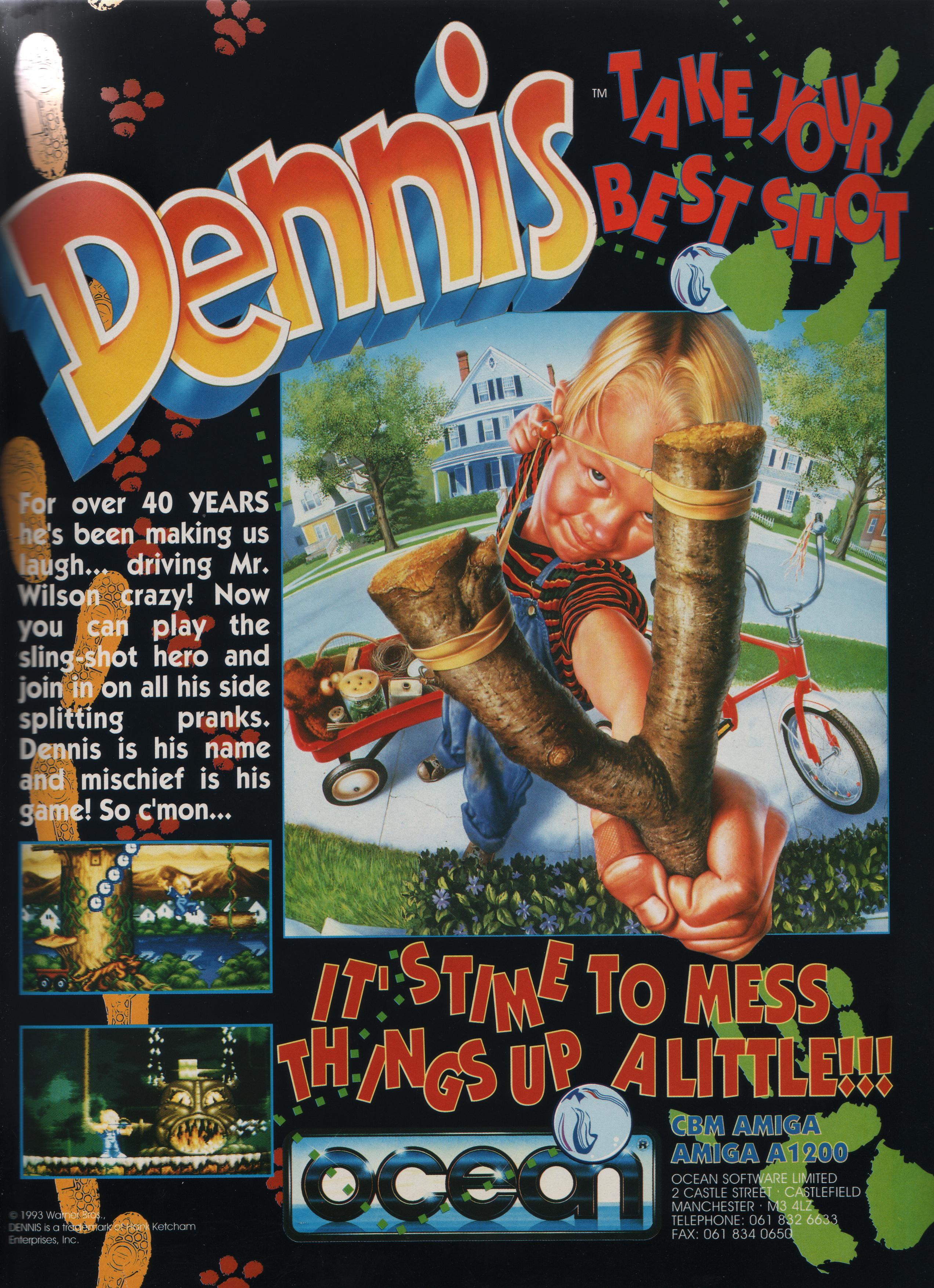 The 1994 Ocean software game Dennis for the Amiga A1200 advert